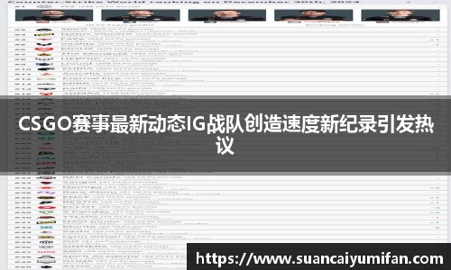 CSGO赛事最新动态IG战队创造速度新纪录引发热议